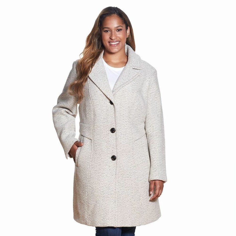 Clothing * | Plus Size Gallery Tweed Wool-Blend Walker Coat