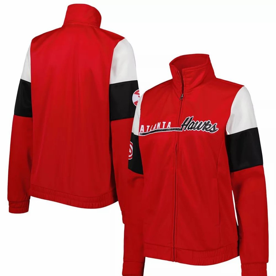 Clothing * | Women'S G-Iii 4Her By Carl Banks Red Atlanta Hawks Change Up Full-Zip Track Jacket