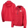 Clothing * | Women'S Colosseum Scarlet Nebraska Huskers Doodling Packable Anorak Half-Zip Hoodie Jacket