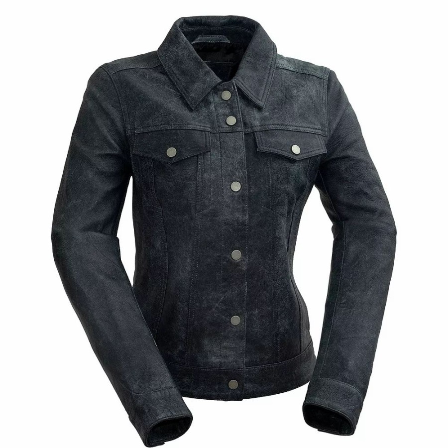 Clothing * | Women'S Whet Blu Distressed Leather Jacket