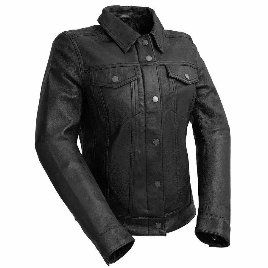 Clothing * | Women'S Whet Blu Distressed Leather Jacket