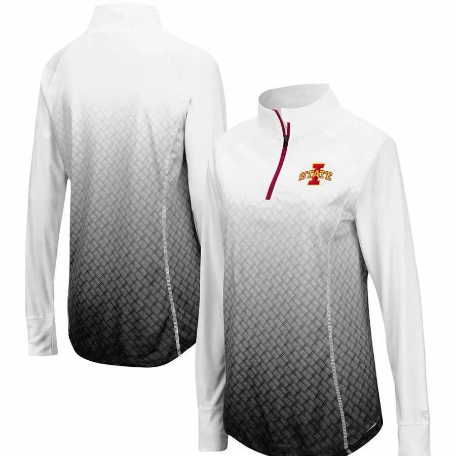 Clothing * | Women'S Colosseum Black Iowa State Cyclones Magic Ombre Quarter-Zip Raglan Jacket