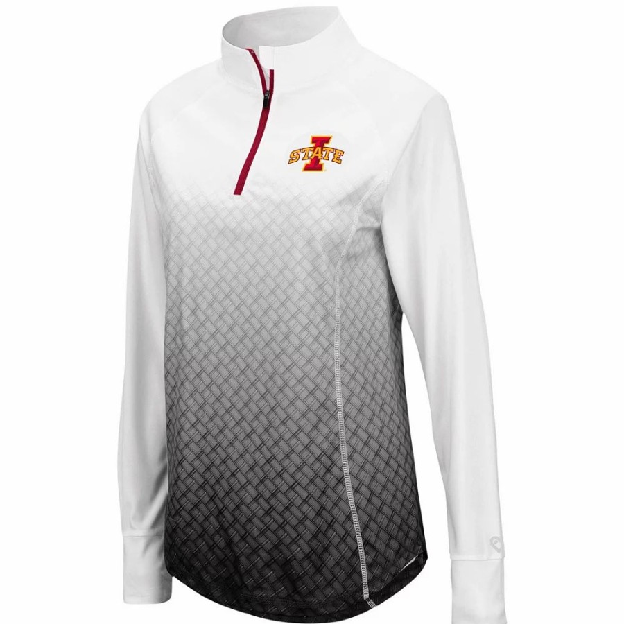 Clothing * | Women'S Colosseum Black Iowa State Cyclones Magic Ombre Quarter-Zip Raglan Jacket