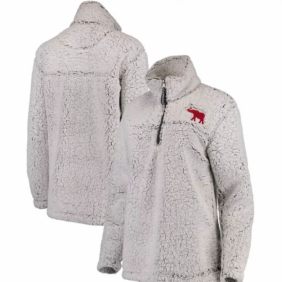 Clothing * | Women'S Gray Alabama Crimson Tide Sherpa Super-Soft Quarter-Zip Pullover Jacket