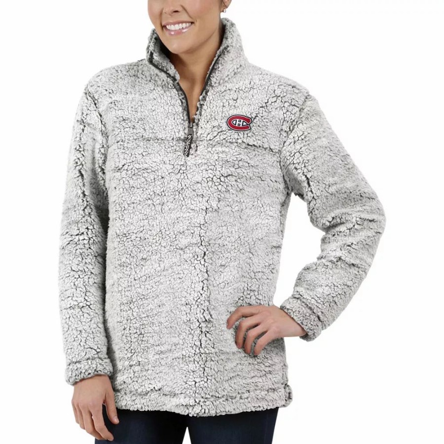 Clothing * | Women'S G-Iii 4Her By Carl Banks Gray Montreal Canadiens Sherpa Quarter-Zip Pullover Jacket