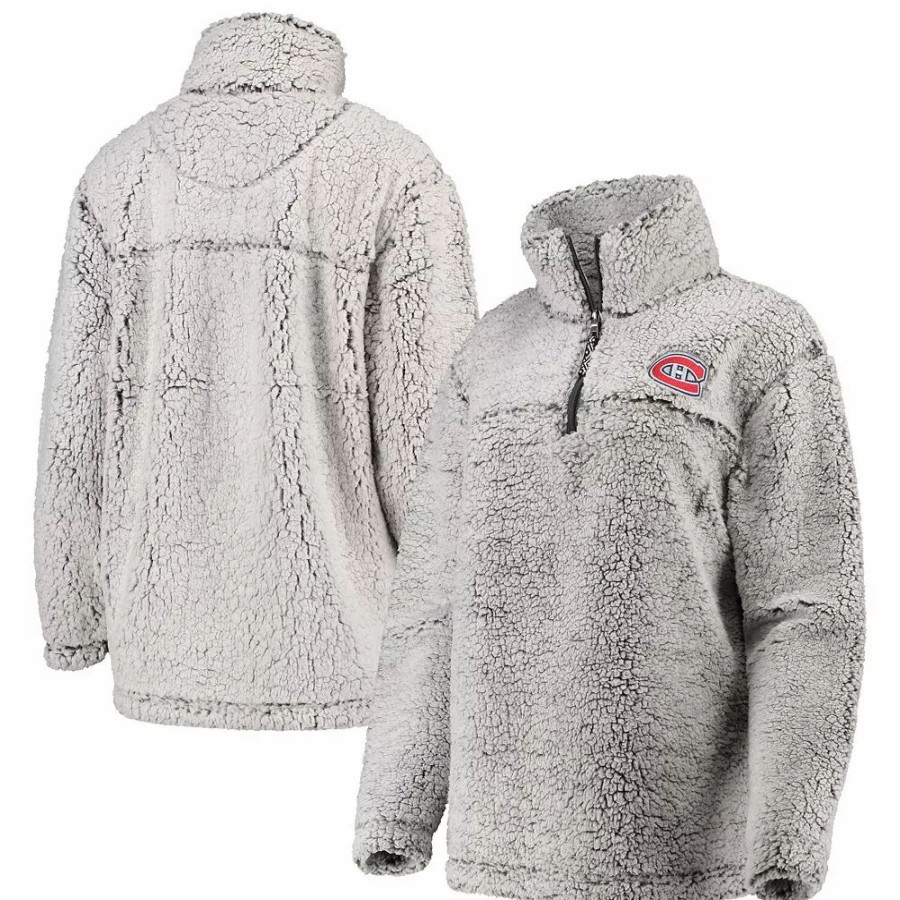 Clothing * | Women'S G-Iii 4Her By Carl Banks Gray Montreal Canadiens Sherpa Quarter-Zip Pullover Jacket