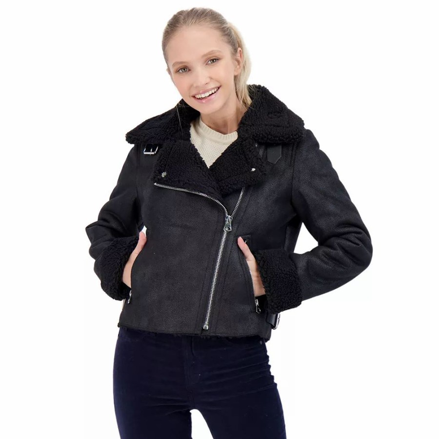 Clothing * | Juniors' Sebby Shearling Moto Jacket