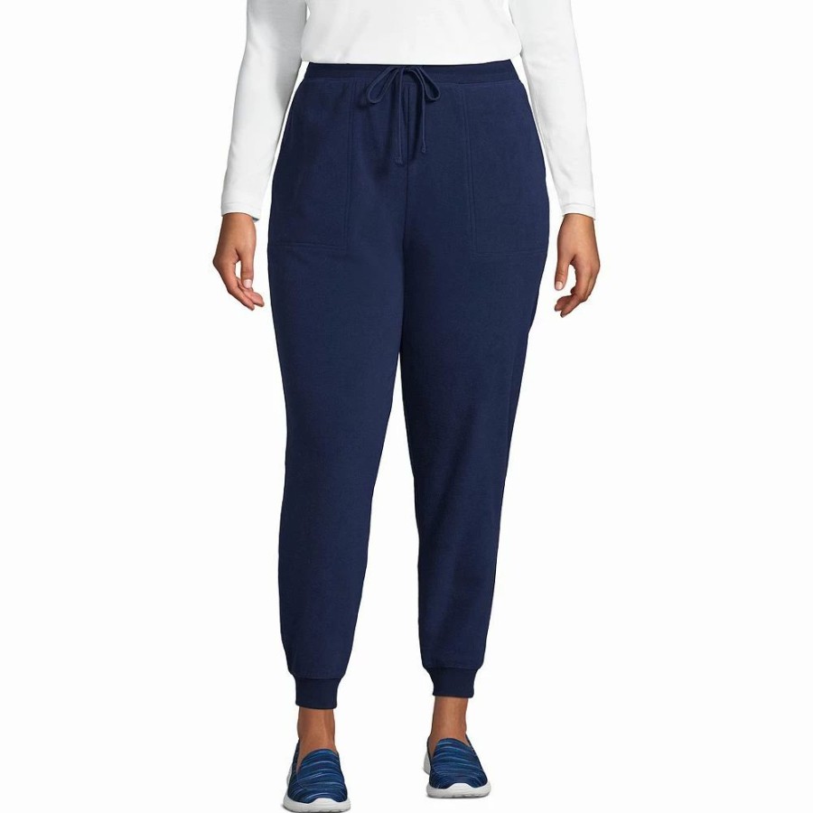 Clothing * | Plus Size Lands' End Fleece Jogger Pants