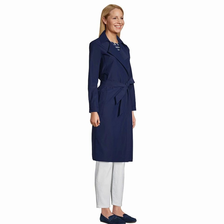 Clothing * | Petite Lands' End Water-Resistant Modern Trench Coat Bright Sun