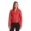 Clothing * | Women'S Excelled Asymmetrical Leather Motorcycle Jacket Red