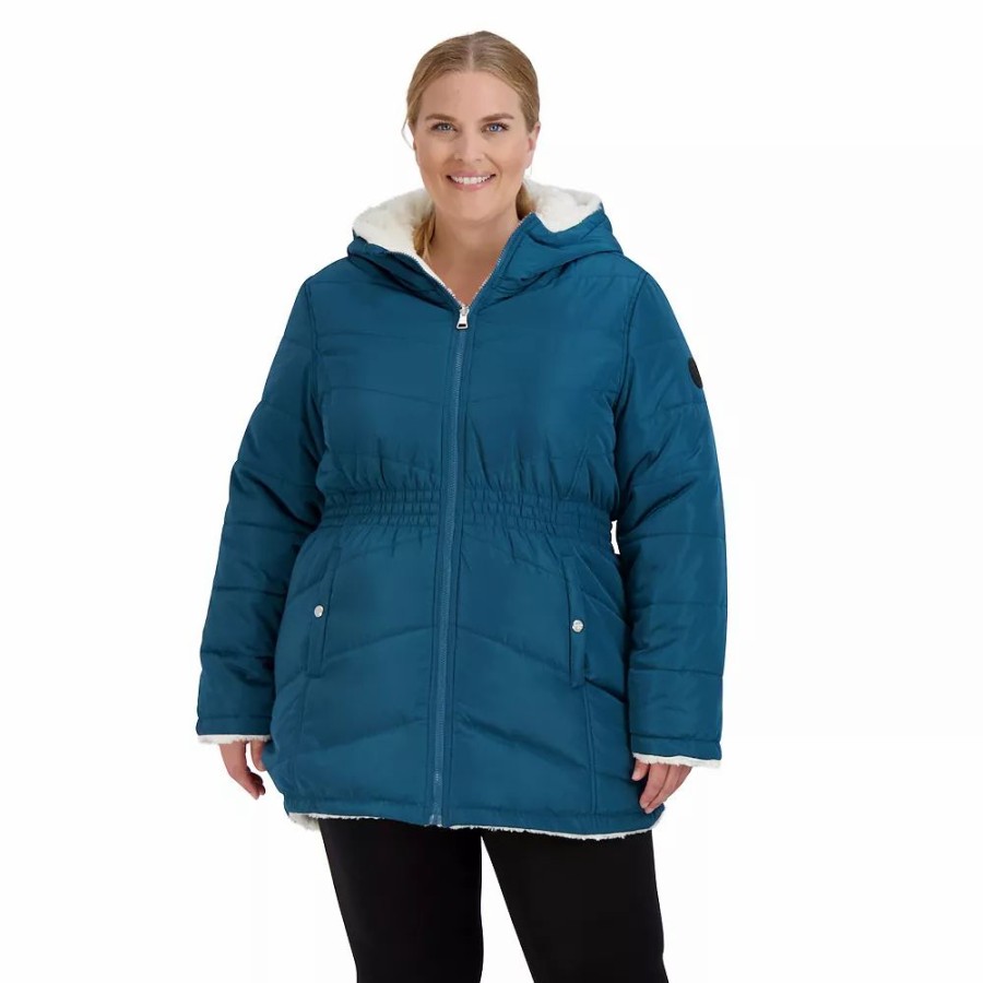 Clothing * | Juniors' Plus Size Madden Girl Sherpa Reversible Anorak Jacket