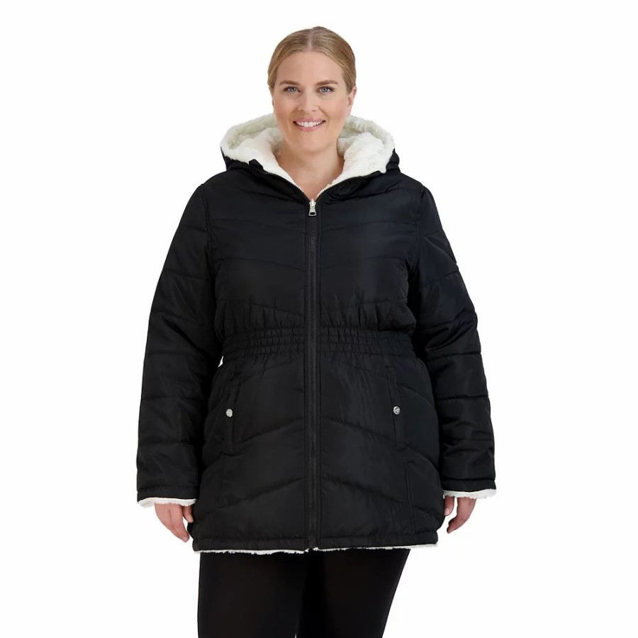 Clothing * | Juniors' Plus Size Madden Girl Sherpa Reversible Anorak Jacket