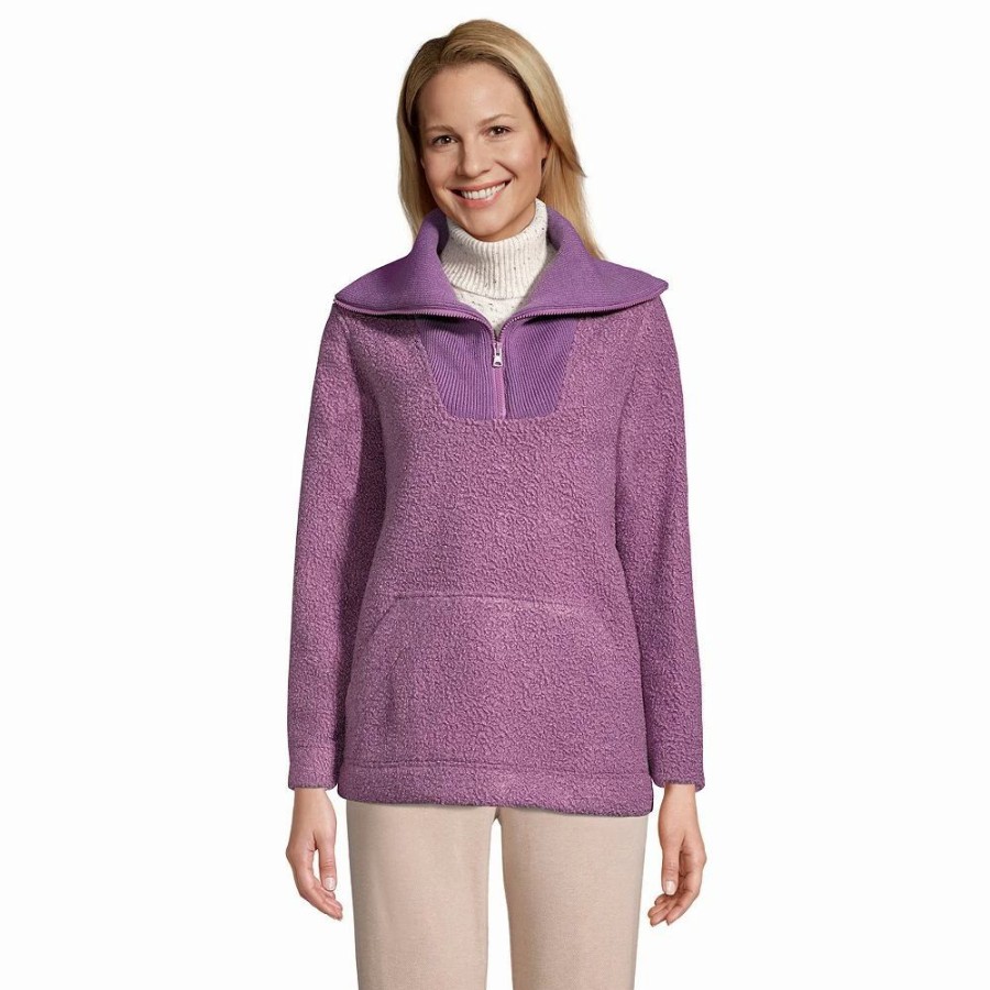 Clothing * | Women'S Lands' End Cozy Teddy-Bear Fleece Sweatshirt