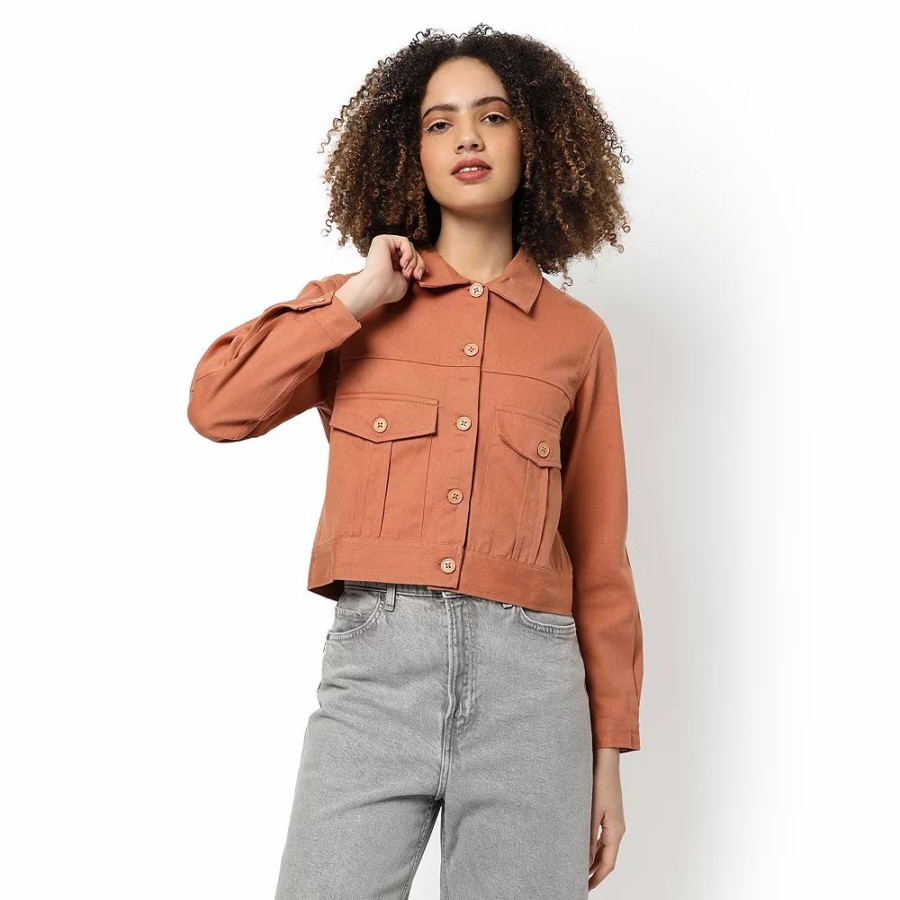 Clothing * | Campus Sutra Women Regular Fit Buttoned Jacket