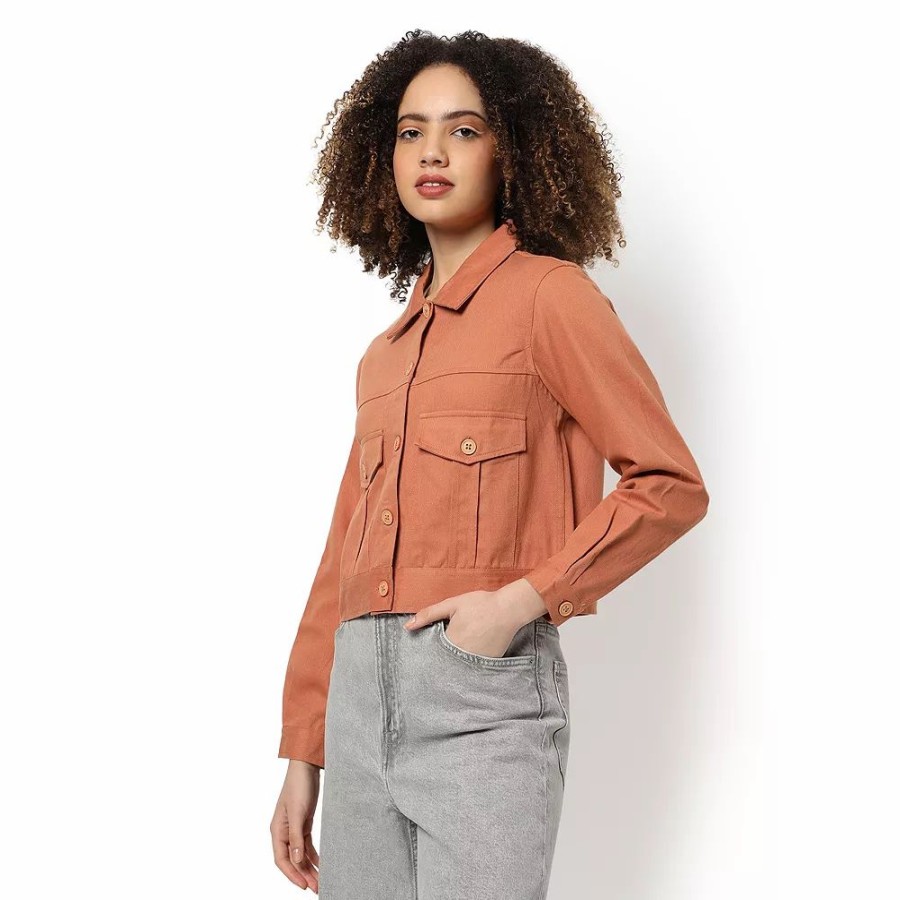 Clothing * | Campus Sutra Women Regular Fit Buttoned Jacket