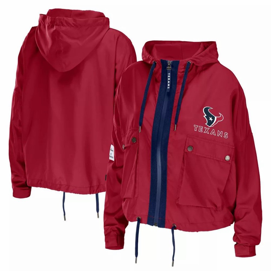 Clothing * | Women'S Wear By Erin Andrews Red Houston Texans Full-Zip Hoodie Jacket