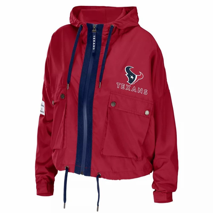 Clothing * | Women'S Wear By Erin Andrews Red Houston Texans Full-Zip Hoodie Jacket