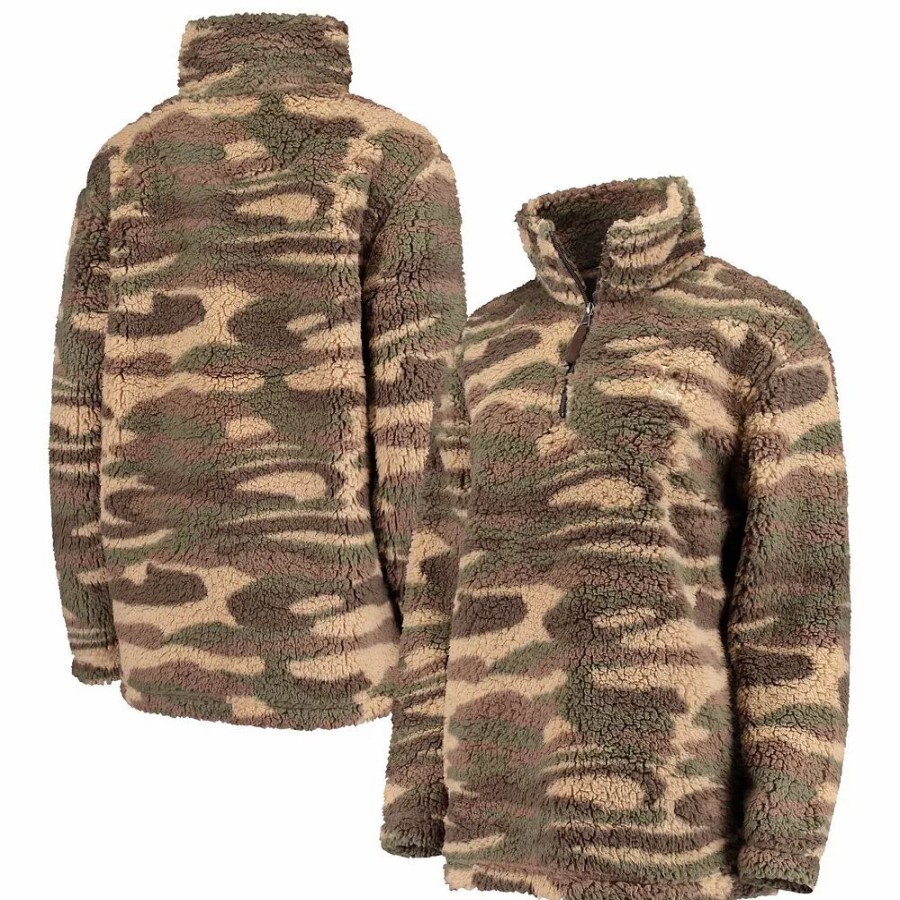 Clothing * | Women'S G-Iii 4Her By Carl Banks Camo Los Angeles Dodgers Sherpa Quarter-Zip Jacket