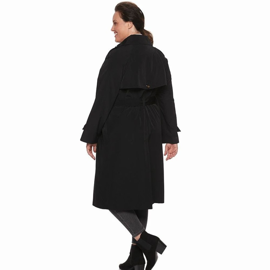 Clothing * | Plus Size Tower By London Fog Double-Breasted Belted Trench Coat Stone