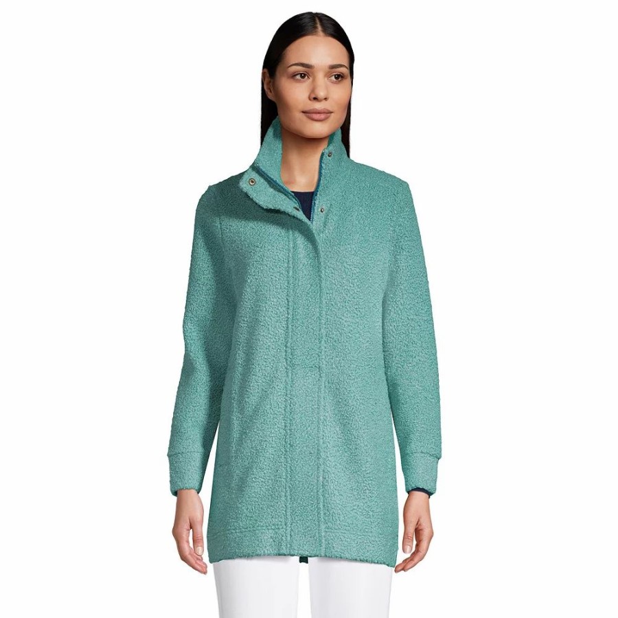 Clothing * | Women'S Lands' End Boucle Fleece Coat