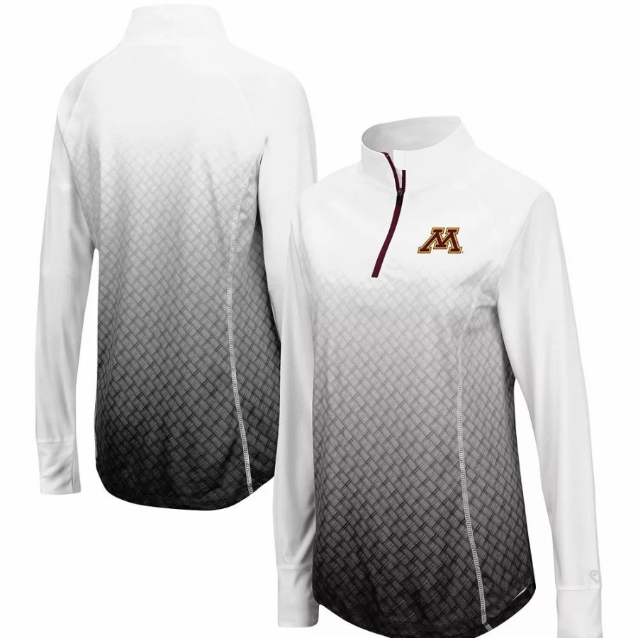 Clothing * | Women'S Colosseum Black Minnesota Golden Gophers Magic Ombre Quarter-Zip Raglan Jacket