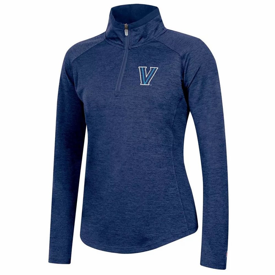 Clothing * | Women'S Champion Heathered Navy Villanova Wildcats Core Raglan Quarter-Zip Jacket