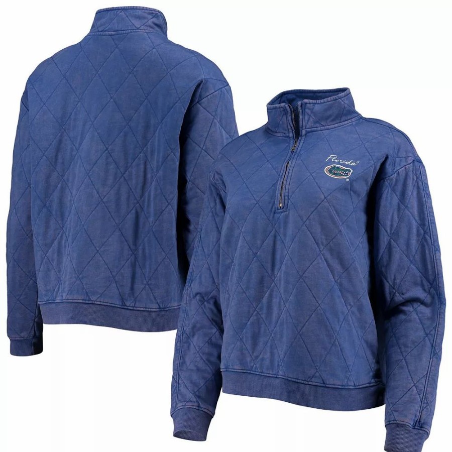 Clothing * | Women'S Gameday Couture Royal Florida Gators Unstoppable Chic Quilted Quarter-Zip Jacket