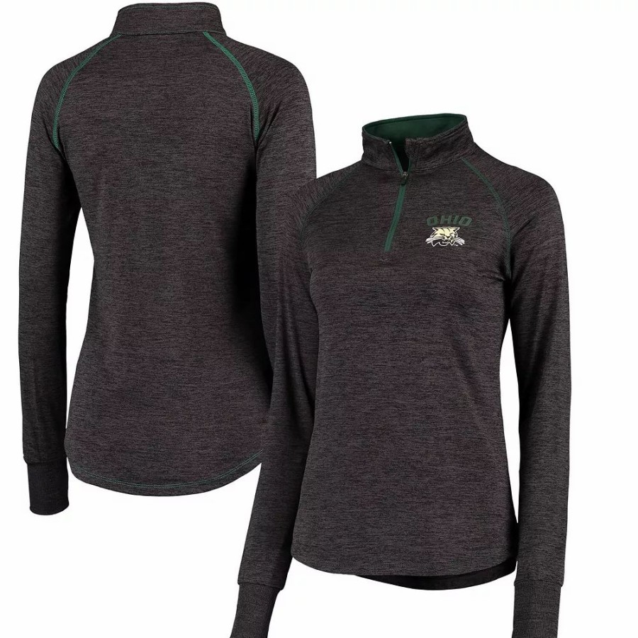 Clothing * | Women'S Colosseum Black Ohio Bobcats Bikram Quarter-Zip Jacket