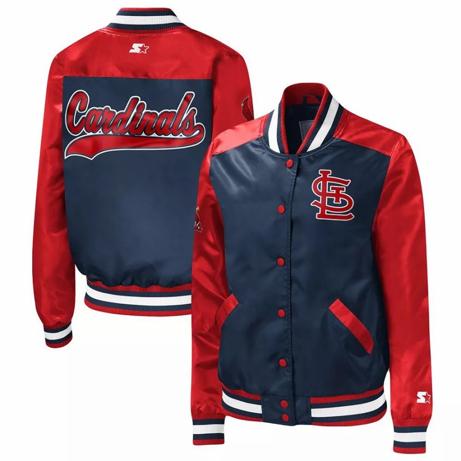 Clothing * | Women'S Starter Navy St. Louis Cardinals The Legend Full-Snap Jacket