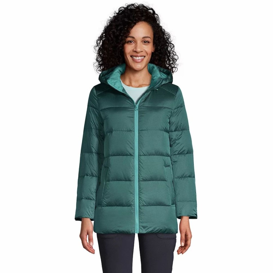 Clothing * | Petite Lands' End Hooded Channel Down Jacket