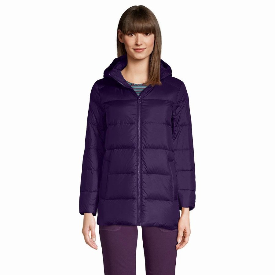 Clothing * | Petite Lands' End Hooded Channel Down Jacket