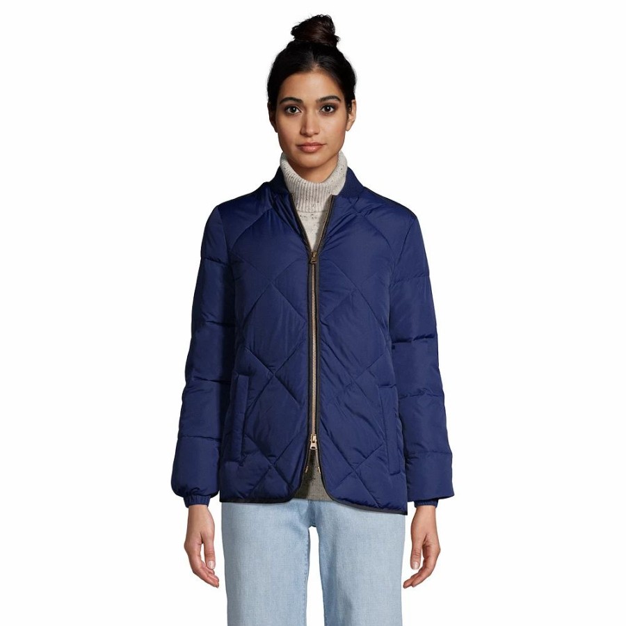 Clothing * | Women'S Lands' End Insulated Quilted Thermoplume Bomber Jacket