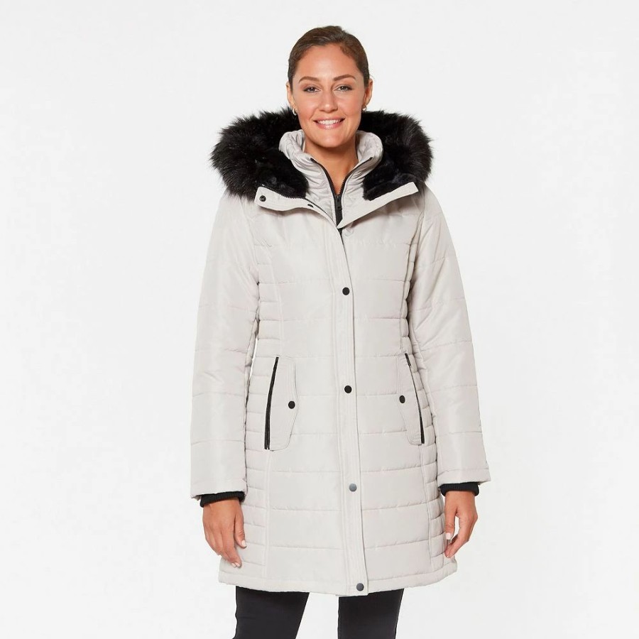 Clothing * | Women'S D.E.T.A.I.L.S Faux-Fur Hood Parka