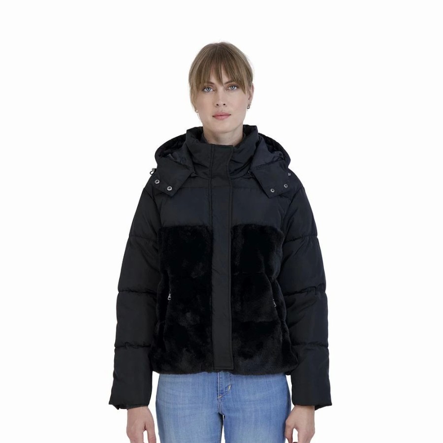 Clothing * | Women'S Sebby Collection Mix-Media Puffer Jacket