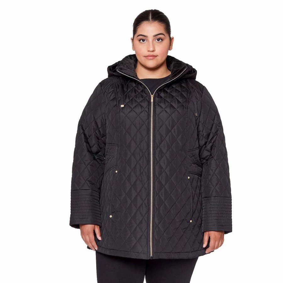 Clothing * | Plus Size D.E.T.A.I.L.S Hooded Quilted Jacket