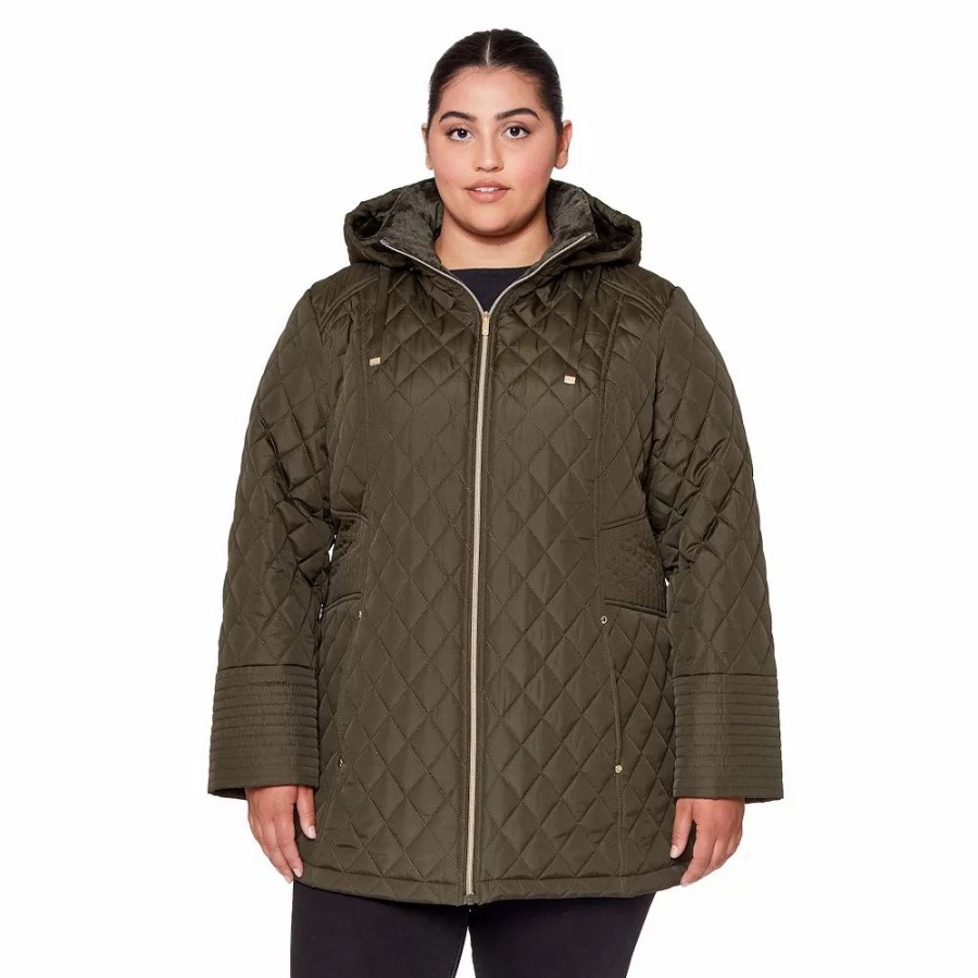 Clothing * | Plus Size D.E.T.A.I.L.S Hooded Quilted Jacket