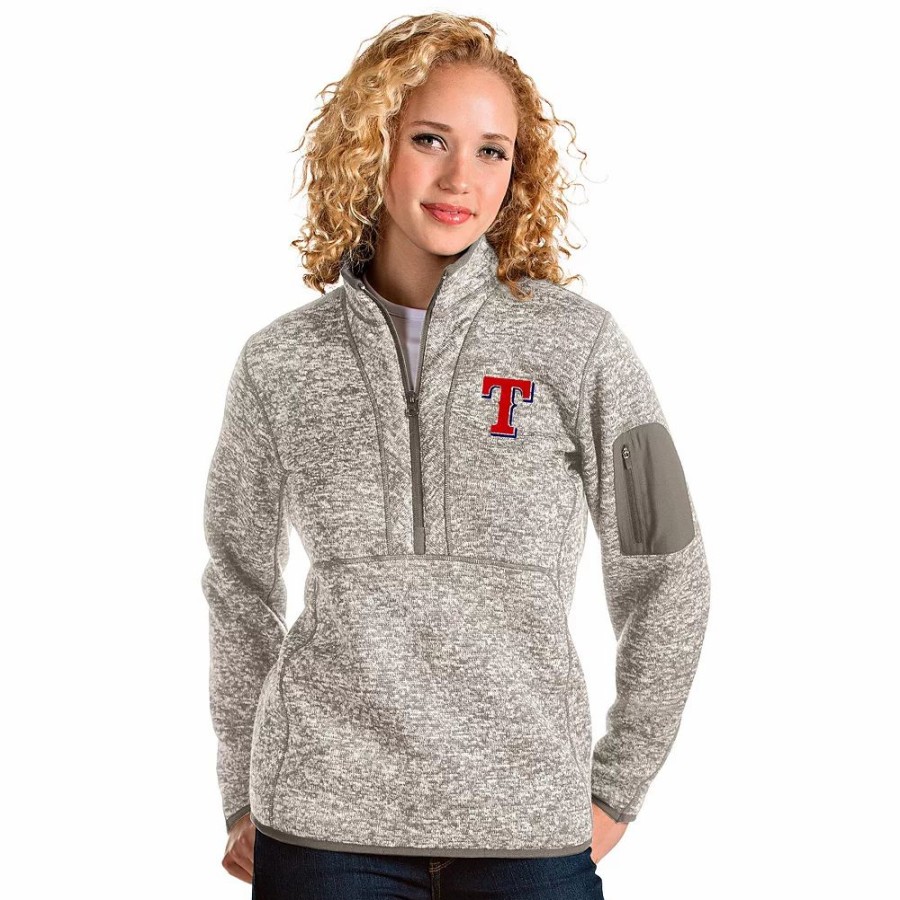 Clothing * | Women'S Texas Rangers 1/2 Zip Pullover Sweater