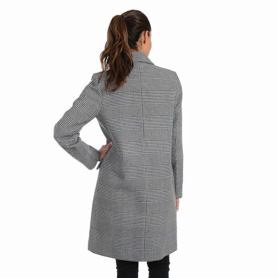 Clothing * | Women'S Fleet Street Embroidered Lapel Plaid Coat