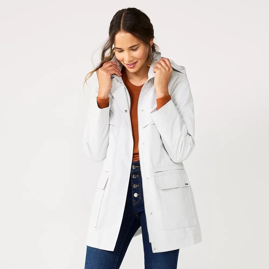 Clothing * | Women'S Nine West Mac Hooded Raincoat