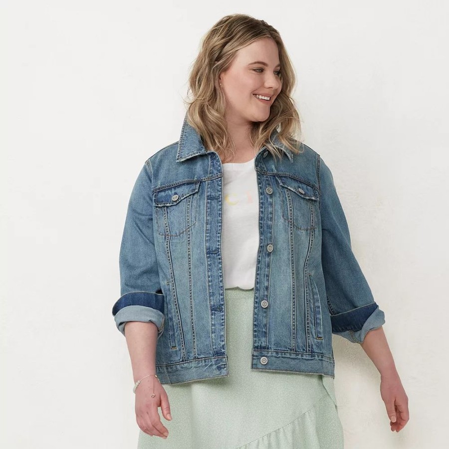 Clothing * | Plus Size Lc Lauren Conrad Jean Jacket