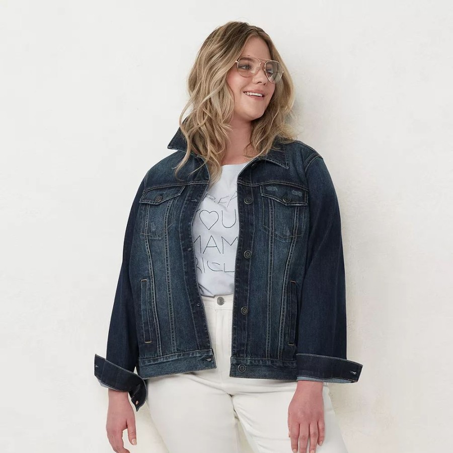 Clothing * | Plus Size Lc Lauren Conrad Jean Jacket