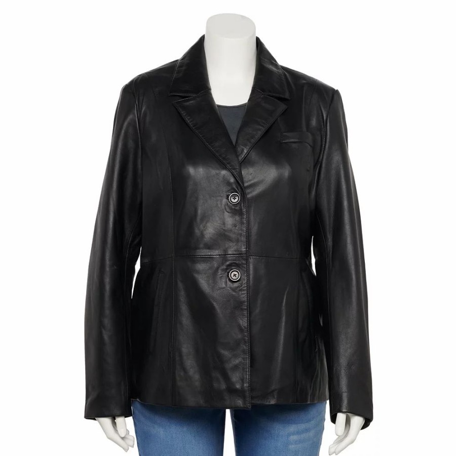 Clothing * | Plus Size Whet Blu Dahlia Leather Blazer