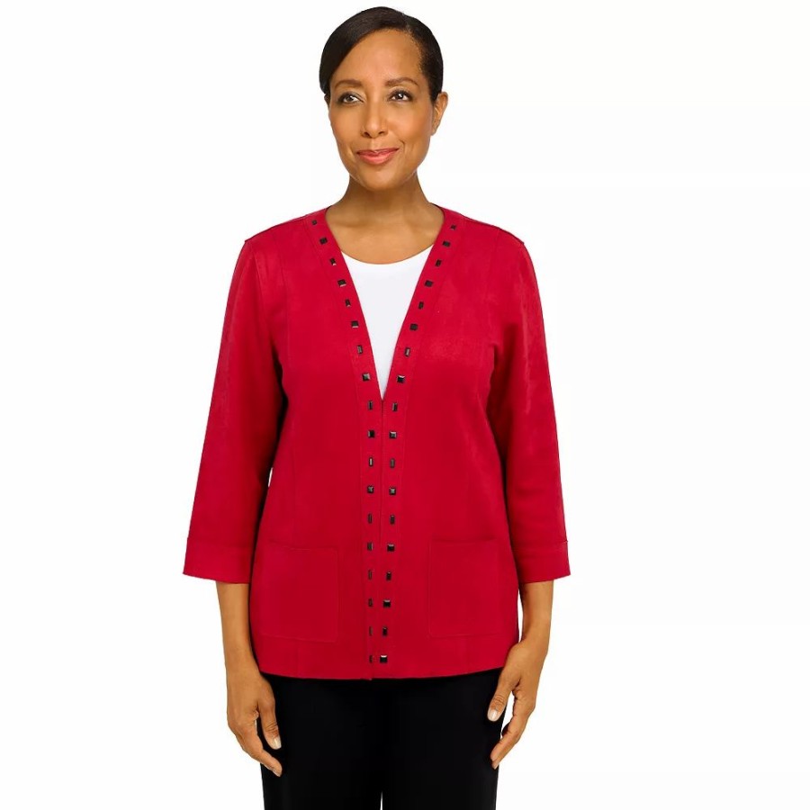 Clothing * | Petite Alfred Dunner Empire State Faux Suede Jacket