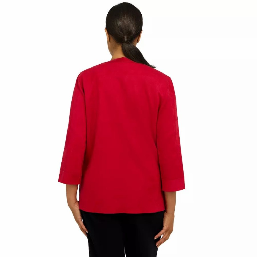 Clothing * | Petite Alfred Dunner Empire State Faux Suede Jacket