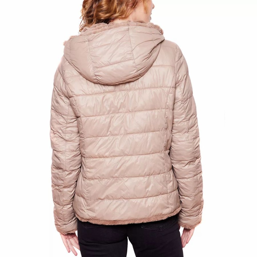 Clothing * | Women'S Be Boundless Hooded Reversible Puffer & Faux-Fur Jacket Black