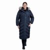 Clothing * | Plus Size London Fog Faux-Fur Hood Maxi Puffer Coat Navy