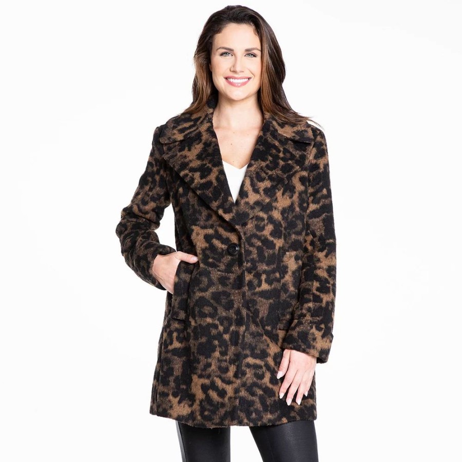 Clothing * | Women'S Fleet Street Wool-Blend Cocoon Leopard Print Coat