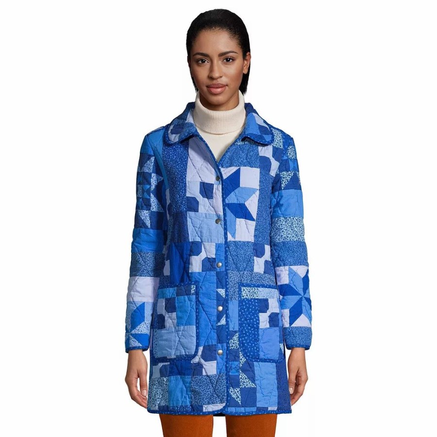 Clothing * | Women'S Lands' End Patchwork Quilted Coat