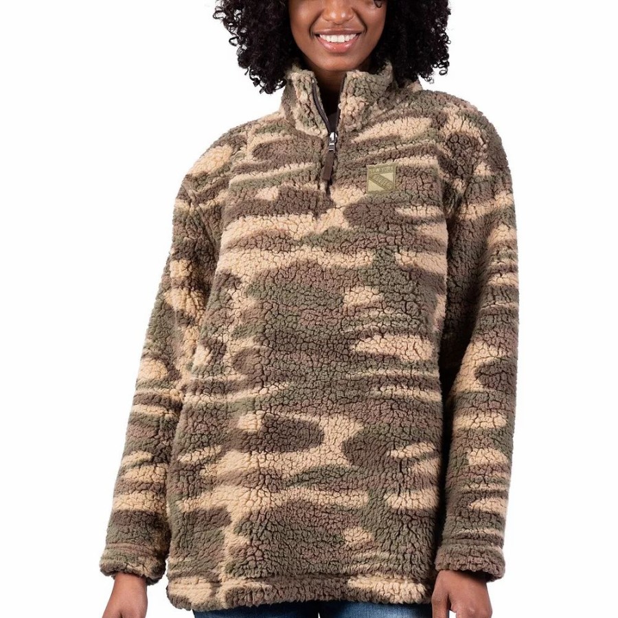 Clothing * | Women'S G-Iii Sports By Carl Banks Camo New York Rangers Sherpa Quarter-Zip Jacket