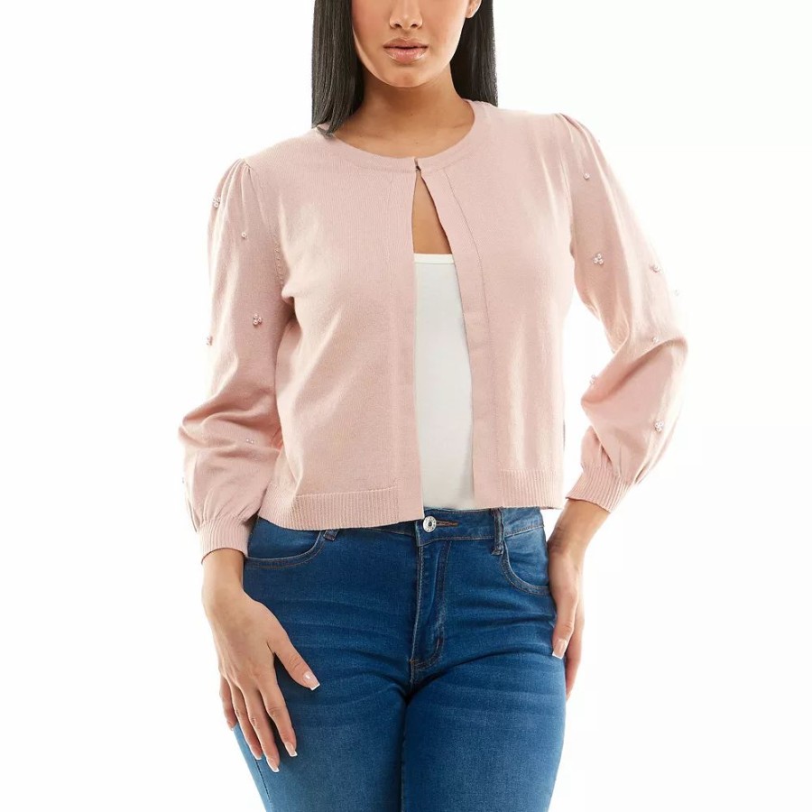 Clothing * | Women'S Nina Leonard Balloon Pearl Sleeve Bolero